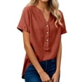 thumbnail image 2 of T Shirts for Women 2026 Summer Linen Lightweight Short Sleeve V Neck Loose Business Casual Office Work Tshirt Blouse, 2 of 6