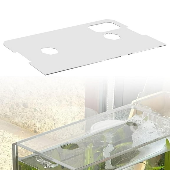EHJRE Tank Cover Aquarium Lid Anti Jump Transparent Easy Installation Stable for Center Braceless Aquariums with Feeding Holes 370x200x4mm