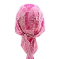 thumbnail image 4 of Pink Ribbon Breast Cancer Awareness Hearts & Flowers Skull Cap Head wrap, 4 of 4