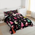 thumbnail image 3 of Feelyou Kawaii Santa Claus Full Size Comforter Sets, Winter Christmas Snowman Bedding Comforter Set, Pink Xams Tree Reversible Bedding Sets, Luxury Bedroom Decor, 3 Pieces, 3 of 8
