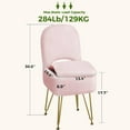 thumbnail image 3 of Vanity Stool Chair with Storage and Folding Back, 13.4" x 15" x 30" Square Faux Fur Soft Ottoman, 4 Metal Legs with Anti-Slip Feet, Furry Padded Seat for Makeup, Bedroom, Pink, 3 of 8