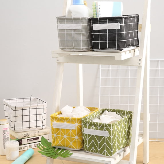 Dream Lifestyle Foldable Storage Bin Basket,Foldable Container Fabric Storage Baskets with Handle, Large Capacity Cotton Flax Storage Organizer for Makeup Book Baby Toy and More