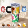 thumbnail image 6 of Butterfly 20oz Stainless Steel Tumbler with Handle and Straw – Insulated Travel Cup with Sliding Lid, 360° Full Wrap Printed Mug for Home, Outdoor & Sports Use, Spring, 6 of 6