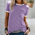 thumbnail image 2 of ZEHJUHAN Women's 3-Pack Everyday Comfort Tees - Ultra-Soft Crew Neck Short Sleeve Basics in Curated Color Palette Tops Purple+Pink+Black，S, 2 of 5