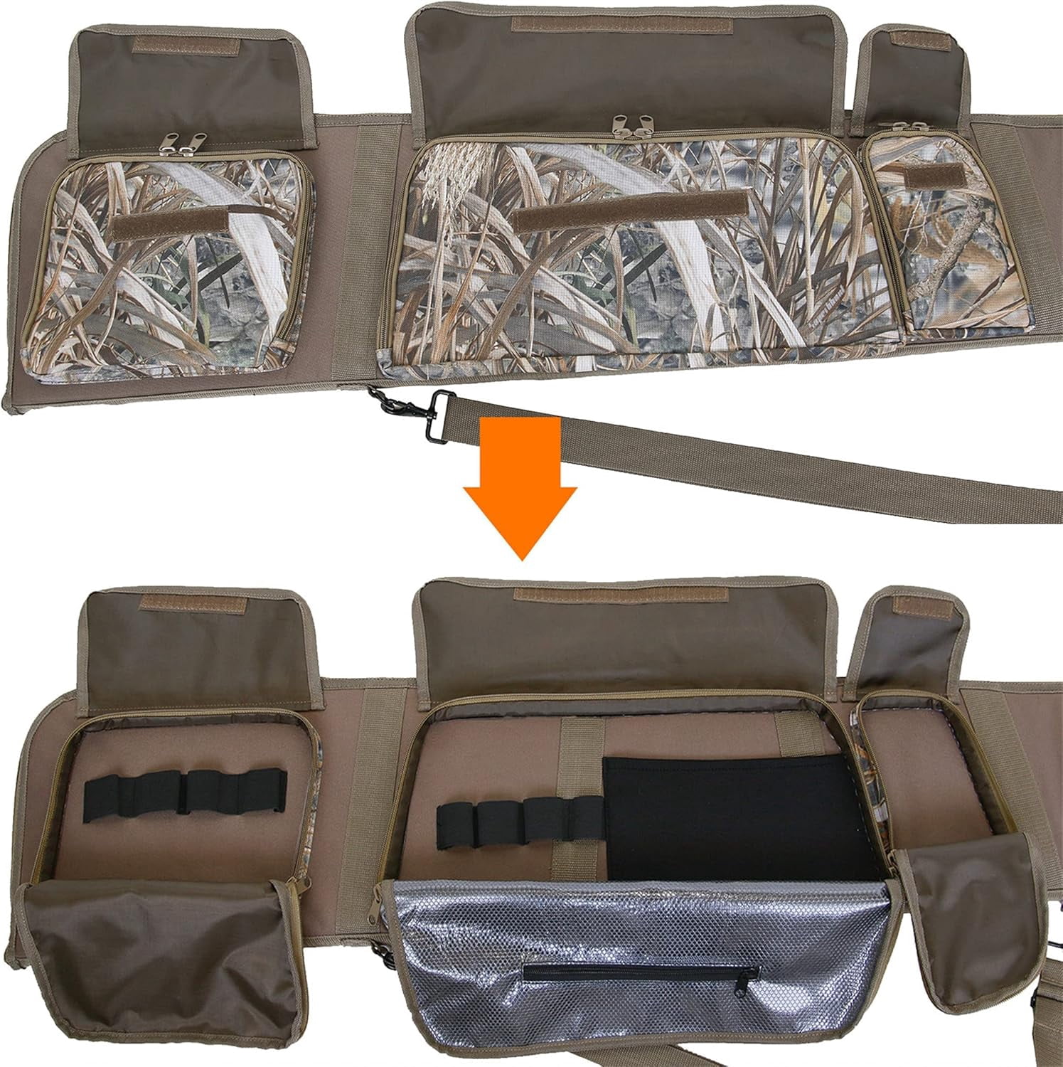 LRYWAL Rifle Case,Hunting Deluxe Scoped Gear Camouflage Soft Shotgun Gun Bag with Zippered Accessory Pocket and Adjustable Shoulder Strap