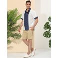 thumbnail image 4 of Lars Amadeus Camisa de manga corta con botones y estampado de bloques de colores irregulares para azul L, 4 of 6