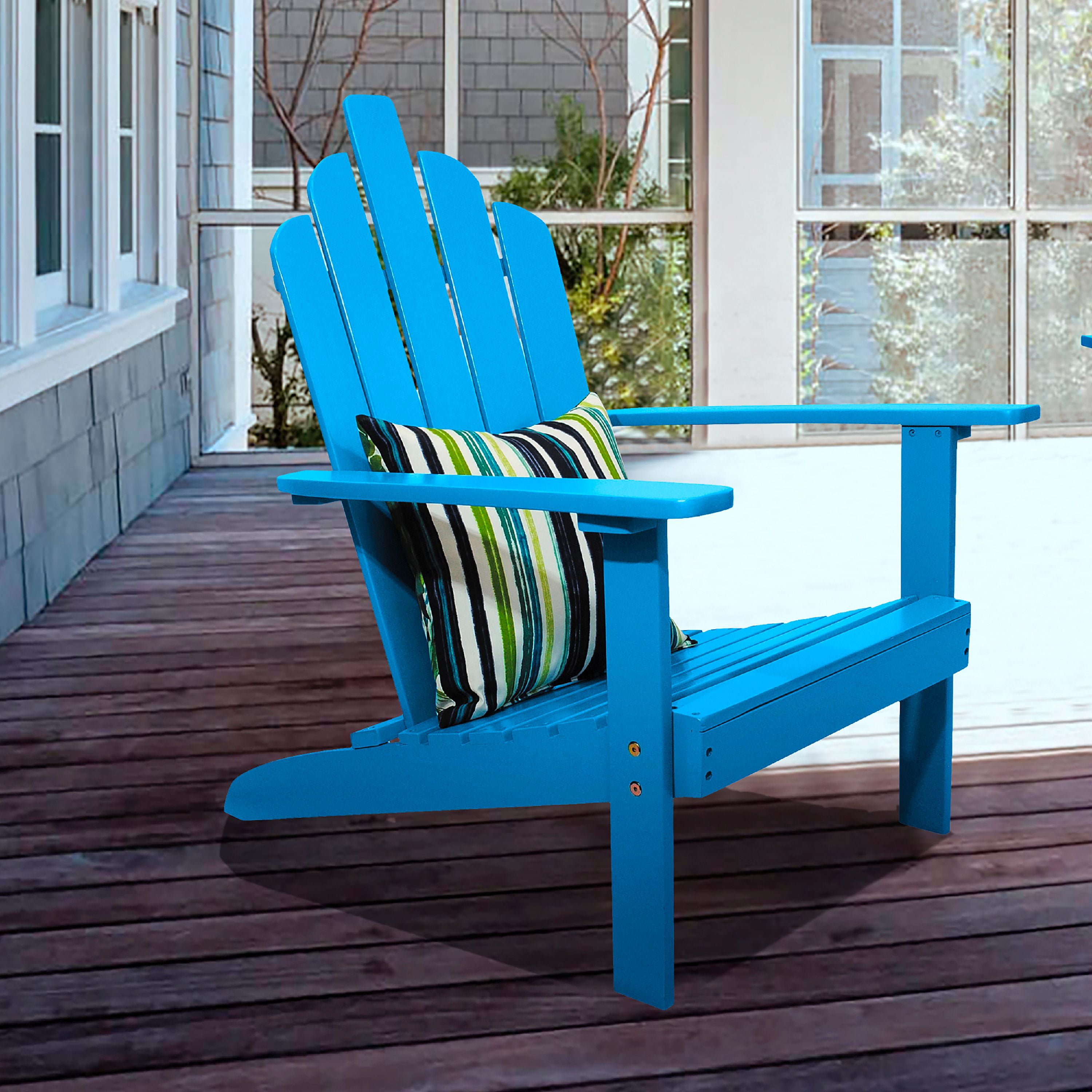 Bellville Outdoor Patio Wood Adirondack Chair, Turquoise 