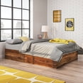 thumbnail image 3 of Sauder Harvey Park Queen Storage Platform Bed, Grand Walnut Finish, 3 of 10