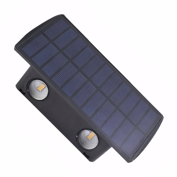 Advancent Luces solares LED montadas en la pared al aire libre para cargas de iluminación del camino del jardín absorbiendo la luz solar Iluminación y accesorios Negro cuatro luces doradas