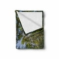 thumbnail image 2 of Nature Soft Flannel Fleece Throw Blanket, Wild Jungle Moss Forest Crown Trees Leaves Nature Photo Artwork, Cozy Plush for Indoor and Outdoor Use, 60" x 80", Forest Green Sky Blue, by Ambesonne, 2 of 6