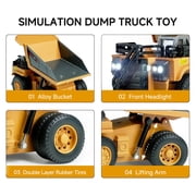 BRRRRT 1/64 Mini RC Dump Truck Toy, 8-Channel Remote Control Toy with Metal Bed & Light, RC Construction Vehicles, Birthday Gifts for Boys and Girls Age 3+