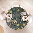 thumbnail image 4 of Ambesonne Floral Boho Fitted Round Tablecloth, Summer Flowers Leaves, 36"- 40" Diameter, Yellow Dark Turquoise, 4 of 5