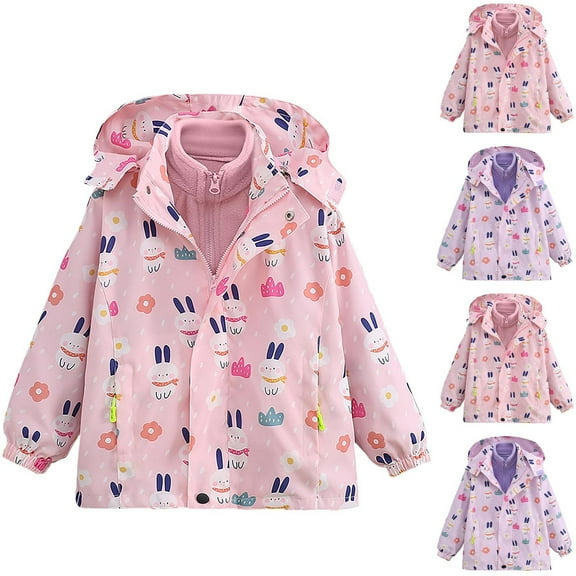 ATOGUTA Newborn Jackets for Girls Waterproof 3 in 1 Insulated Windbreaker Coat with Removable Fleece Lining Size 4T-15, Pink