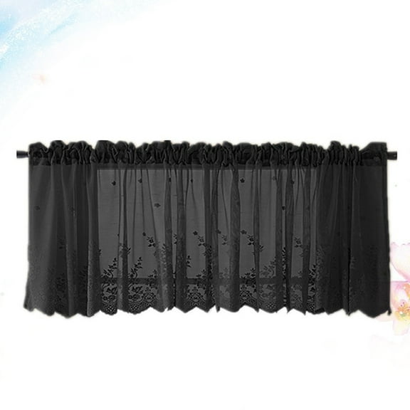 ROSENICE Short Curtain Lace Half Curtain Window Curtain Light Transmission for Home Kitchen Balcony 130x41cm Black