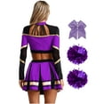 thumbnail image 2 of iiniim Womens Cheerleading Costume Long Sleeve Crop Top with Mini Pleated Skirt and Accessories Purple L, 2 of 6