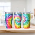 thumbnail image 2 of 20oz Travel Tumbler Stainless Steel With Handle Insulated Double Wall Geometric Print Leak Proof Lid Includes Straw, 2 of 5