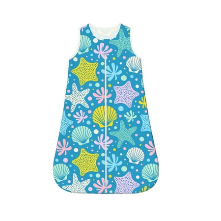 

Fotbe Starfish Pattern Sleep Sack - Baby Wearable Blanket with Zipper Extra Soft Cotton Sleeveless Sleeping Bag for Infants-Medium