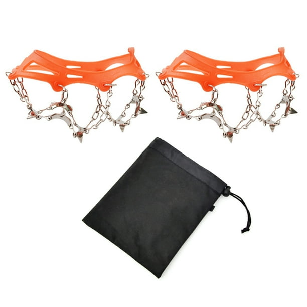13 Dientes Cadenas Nieve Botas Cubierta Antideslizante Ligero para Invierno (M) Naranja