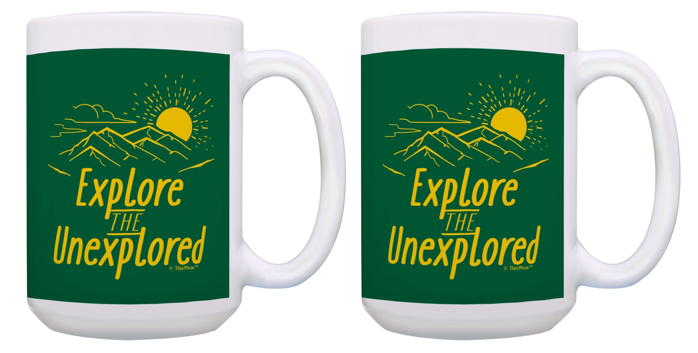 ThisWear Gifts for Travel Dream Explore Discover Mountain Mugs  Inspirational Mugs for Men Inspirational Coffee Mug Set 2 Pack 15oz Coffee  Mugs