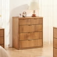 thumbnail image 5 of LEYAOYAO Brown Fluted Dresser of 5 Drawers, Dresser Chest with Easy Pull Metal Handles for Bedroom, Living Room, 5 of 7