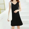 thumbnail image 4 of Wyobmus Full Slips for Women Slip Dress for Under Dress Sleeveless Tank Top Underdress Solid Color Wide Straps Comfy Modal Sleepshirt D-Black*, 4 of 5