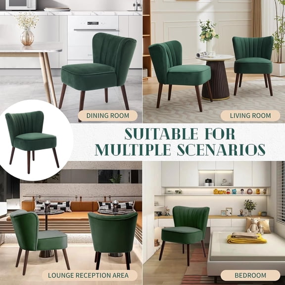 Modern Armless Accent Chair – Soft Upholstered Lounge Chair with Wood Legs, Ergonomic Seating, Adjustable Feet, 300 lbs Capacity for Living Room, Bedroom, or Office