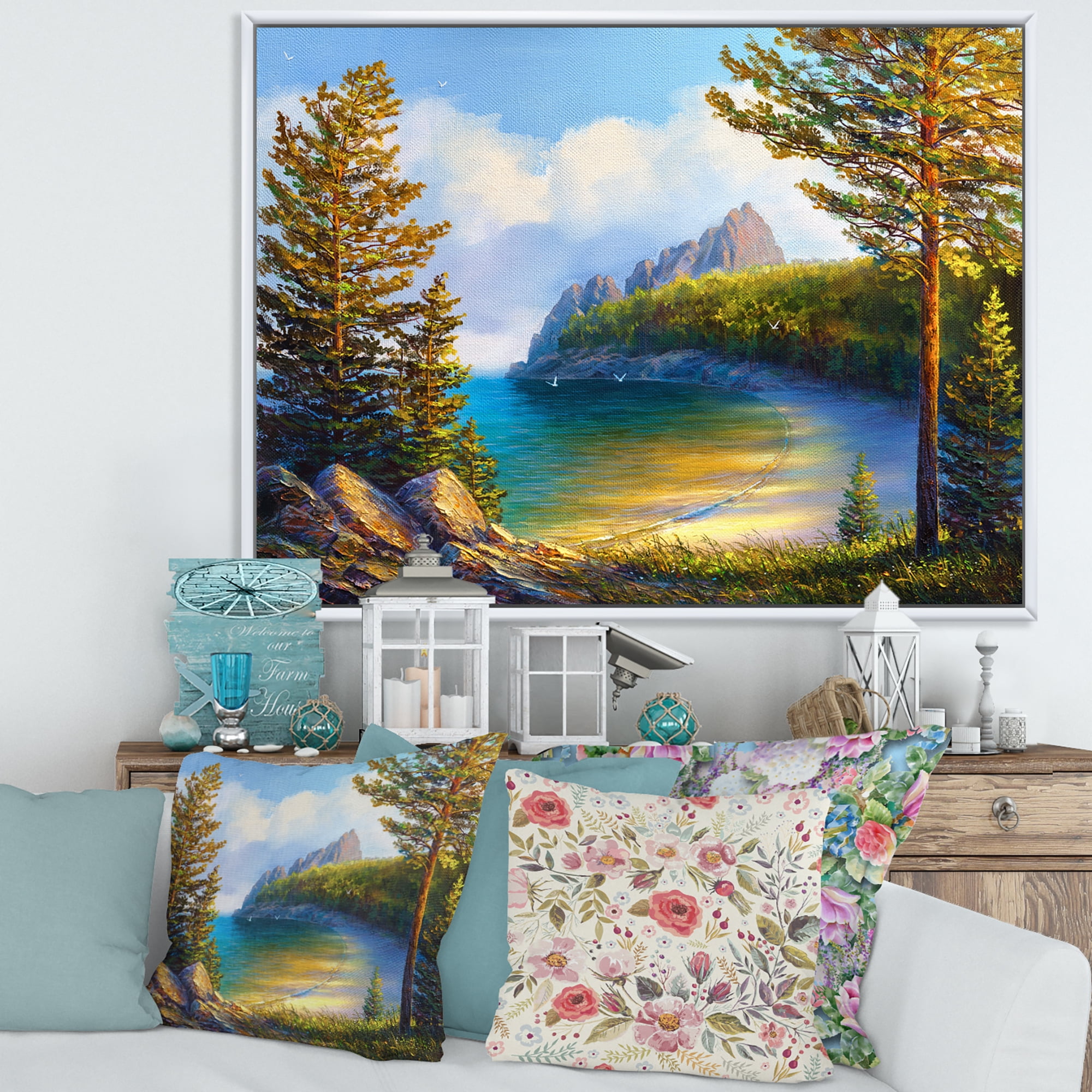Designart 'Sunrise By The Wild Beach' Nautical & Coastal Framed Canvas Wall Art Print