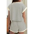 thumbnail image 3 of Women Summer 2 Piece Sets Striped Short Sleeve T Shirts and Shorts Matching Set  XXL, 3 of 4