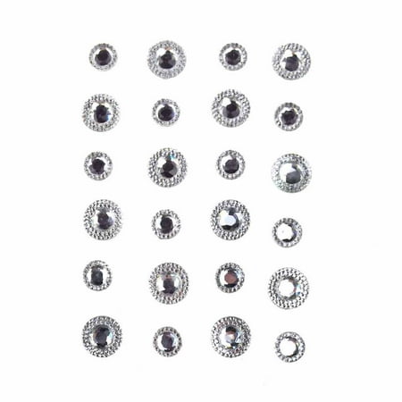 Crystal Stickers Stones - Round Jeweled Gems Self Adhesive Sticker, Crystal, 24-Count