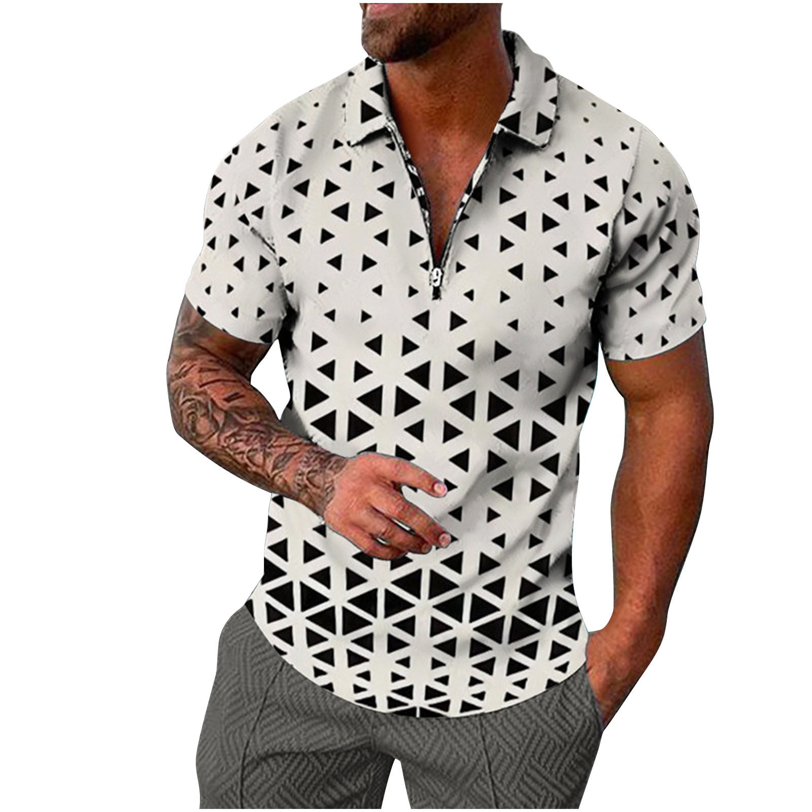 lcziwo Mens 1/4 Zip Polo Shirt,Quarter Zip Shirts for Men