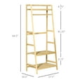thumbnail image 3 of HOMCOM Garment Rack Bamboo Clothing Rack w/ Shelves Hooks Hanging Rail, 3 of 10