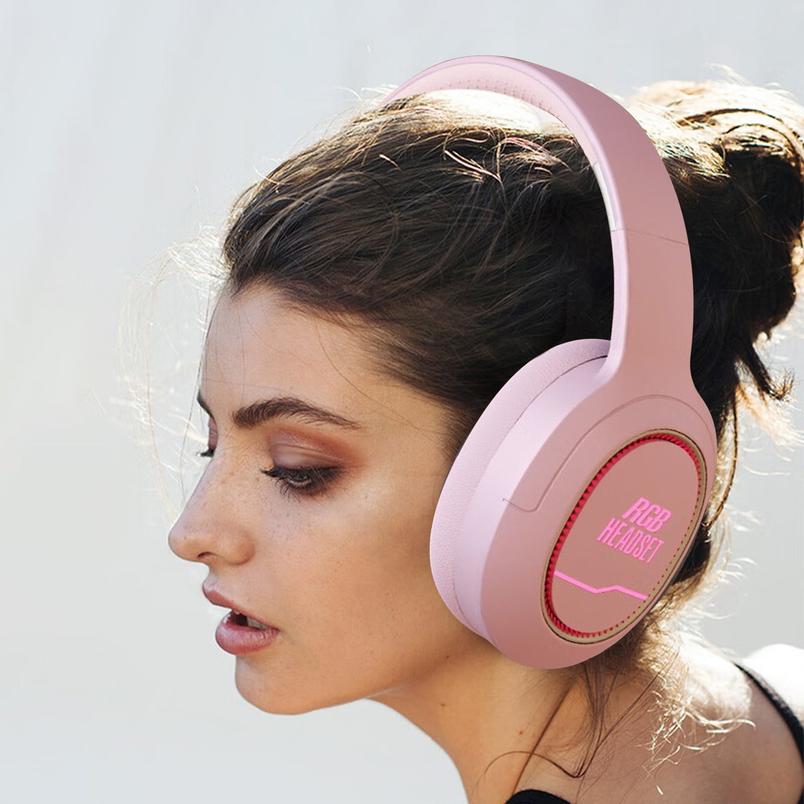 Wireless Bluetooth Over Ear Headphones Up to 28H Battery Life Headset with Microphone Gym Overhead Headphones Compatible with iOS & Android Mobile Phones,Computers,Laptop,Pink