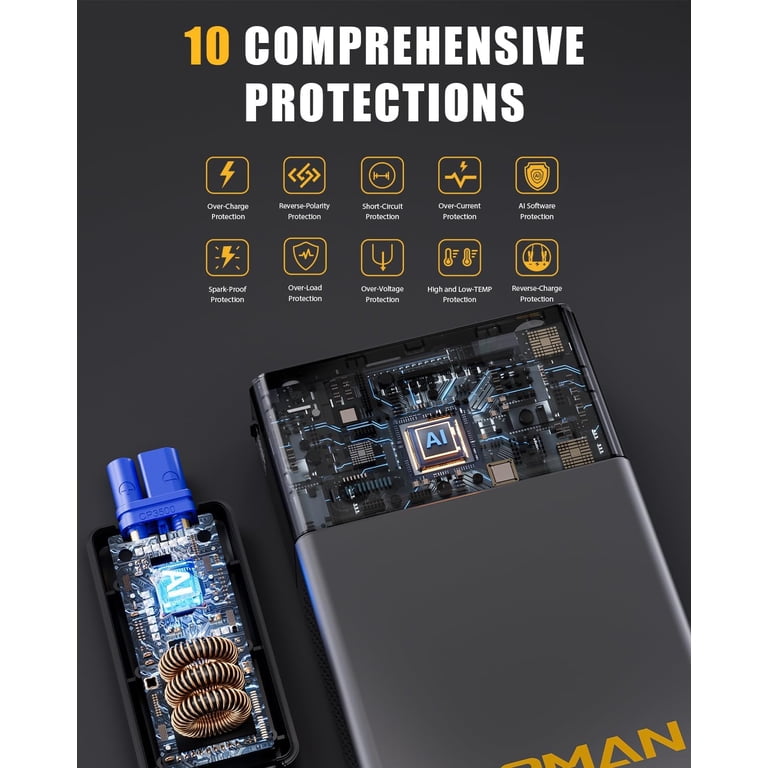 VTOMAN X7 Jump Starter with Air Compressor 4250A, 160PSI Tire