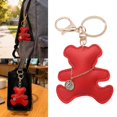 thumbnail image 2 of Unique Bear Shaped Key Chain Lightweight PU Leather Craft Keyrings Pendant For Backpack Purse Decoration Present White, 2 of 4