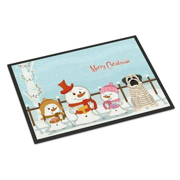Carolines Treasures Merry Christmas Carolers Mastiff Brindle White Door Mat Indoor Rug or Outdoor Welcome Mat 18x27