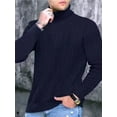 thumbnail image 2 of Pull Col Roulé Uni Automne et Hiver pour Hommes Taille Européenne Mode Torsadée, 2 of 6
