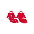 thumbnail image 2 of BemeyourBBs Newborn Baby Girl First Valentines Day Outfit Long Sleeve Letter Romper Heart Tulle Tutu Skirt Set Bow Headband 3 Pcs Spring Clothes Set, 2 of 9