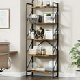 thumbnail image 3 of BOBOKY 5 Tier Bookshelf, Modern Tall Bookcase, Industrial Book Shelves Display Standing Shelf, Free Standing Storage Organizer for Bedroom, Living Room,Brown, 3 of 8