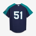 thumbnail image 2 of Men's Mitchell & Ness Ichiro Suzuki Navy Seattle Mariners 2006 Cooperstown Mesh Batting Practice Button-Up Jersey, 2 of 7