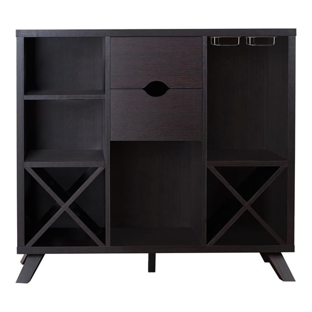 Pemberly Row Transitional Engineered Wood Wine Rack/Buffet in Cappuccino