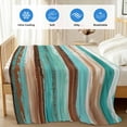 thumbnail image 4 of Turquoise Brown Cooling Blanket, Lightweight Breathable Summer Throw Blanket with Double Sided Cold Effect,Watercolor Modern Abstract Striped Picnic Beach Blankets Bed Sheet for Hot Sleepers 30"x40", 4 of 8
