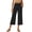 Black, variant on Capri Pants for Women - Wide Leg Loose Casual Trousers with Pockets Summer High Waisted Drawstring Comfy Lounge Slacks