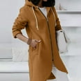 thumbnail image 5 of Hoodies for Women Zpanxa Women's Solid Color Zip up Hoodie, Long Irregular Hem Long Coat, Plus Size Winter Warm Sweatshirts Jackets Hoodies Outerwear with Pockets Coffee M, 5 of 6