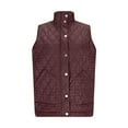 thumbnail image 3 of OGLCCG Puffer Vest Women Lightweight Quilted Stand Collar Sleeveless Jackets Winter Casual Button Zip Up Vest Coat With Pockets,XL,Wine, 3 of 6