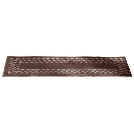 

Collections Etc Herringbone Carpeted Runner Rug Solid-Colored with Plush Decorative Trim Accents and Skid-Resistant Backing for Long Hallway Brown Runner