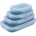 thumbnail image 1 of Set of 4 Collapsible Silicone Food Storage Container With BPA Free, Leftover Meal Box With Airtight Plastic Lids For Kitchen,Microwave & Freezer & Dishwasher Safe, 1 of 5
