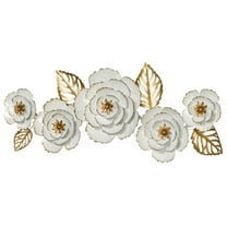 Aurora Floral Metal Wall Topper, 16 by 38 Inches, Ivory and Gold