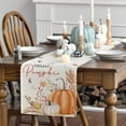 thumbnail image 3 of Hello Pumpkin Flowers Leaves Thanksgiving Table Runner, Seasonal Fall Harvest Vintage Kitchen Dining Table Decoration for Indoor Outdoor Home Party Decor 13 x 72 Inch, 3 of 4