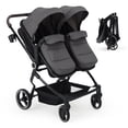 thumbnail image 2 of Lightweight Double Stroller Side-by-Side for Infant Toddler, Compact Folding Travel System with High Landscape Seat, Adjustable Canopy & Recline, Easy Maneuver, 2 of 9