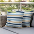 thumbnail image 3 of Pack of 2 Blue Khaki Striped Outdoor Pillow Covers Decorative, Waterproof Pillow Protector, Farmhouse Stripes Modern Abstract Art Throw Pillowcases Accent Cushion Cases for Patio Couch Sofa 20"x20", 3 of 8